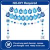 Hanukkah Decorations Banner, Pre-assembled Hanukkah Party Decor Garland, Happy Hanukkah Sign Banner, Chanukah Decorations for Home, Blue Glitter