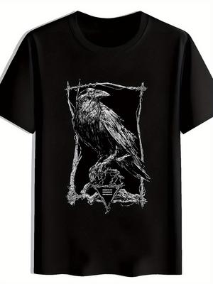 Camiseta Gráfica Negra de Cuervo en Rama para Hombre Elegante Camiseta Casual de Verano con Intrincado Diseño de Cuervo Tejido Suave Cuello Redondo - de Hombre ...