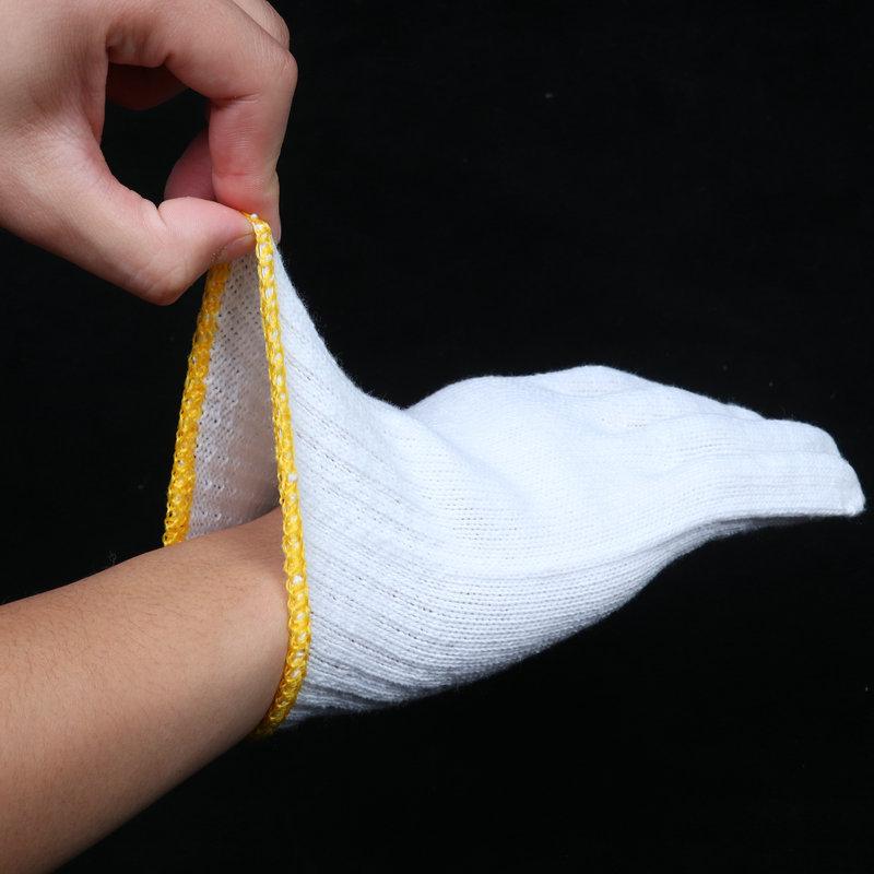 Ten-Needle Yellow Edge Wool Yarn Work Gloves for Auto Repair and Machinery Handling, 500g