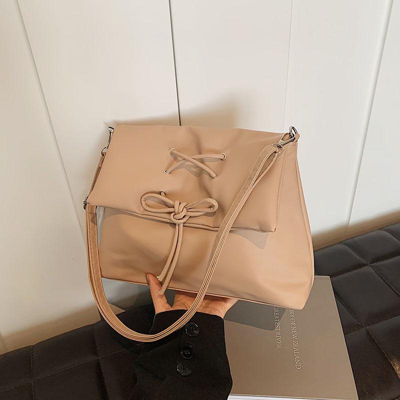 

Fashion Bow Personality 2025 New Trendy Use Large Capacity Summer Casual Simple One Shoulder Crossbody Underarm Bag Women хаки