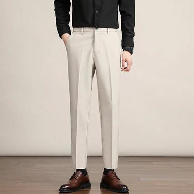 Men's Spring Straight Slim Casual Pants Youth Solid Colour Simple Professional Pants