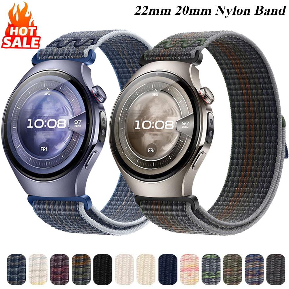 22mm 20mm Nylon Loop Band For Huawei Watch 5/4/GT5/4/3/2 Pro 46mm Needlework Wristband Bracelet Amazfit Active2/Balance 2 Strap