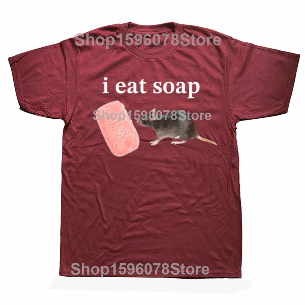 I Eat Soap Rat Funny Meme T Shirt Men's Fashion Vintage O-Neck Short Sleeve T-shirts Casual Cotton Oversized TShirts Streetwear