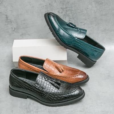 Fashion New Luxury Business Crocodile Pattern Leather Loafers Fashion Driving Shoes Formal Tassel Shoes Men's Leisure Slip-on Pea Shoes