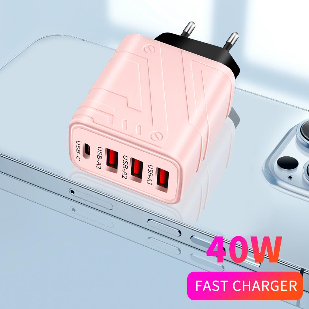 40W Type C USB Fast Wall Charger Multi Port QC3.0 Portable Travel Power Adapter Universal Phone Charger For iPhone Xiaomi Huawei
