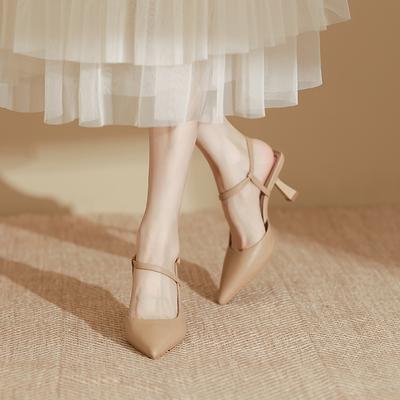 Single Shoes Spring Women's Sandals Women's Fashion Pointed High Heels Black High-end Thin Heels Versatile Huizhou