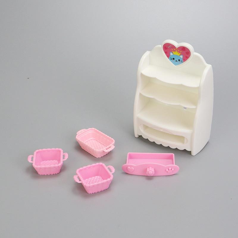 Miniature Dollhouse Storage Cabinet with 3D Features - Internet Celebrity Pretend Play Toy