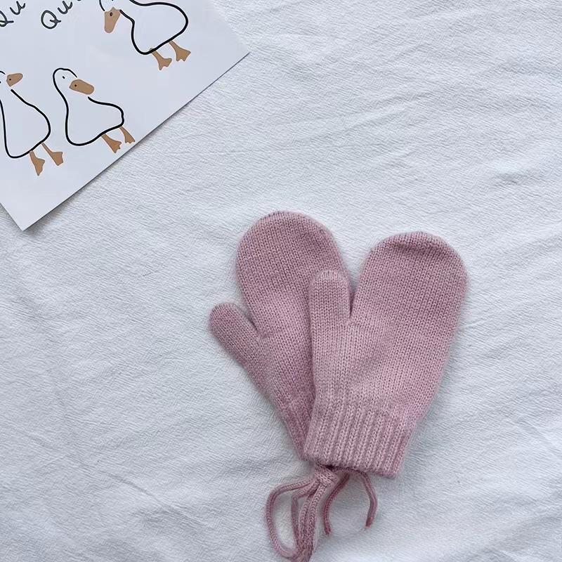 Wolle Baby Winterhandschuhe Candy Color Halfter Kinderfäustlinge für Kinder Mädchen Jungen Accessoires Warme gestrickte Kinderhandschuhe