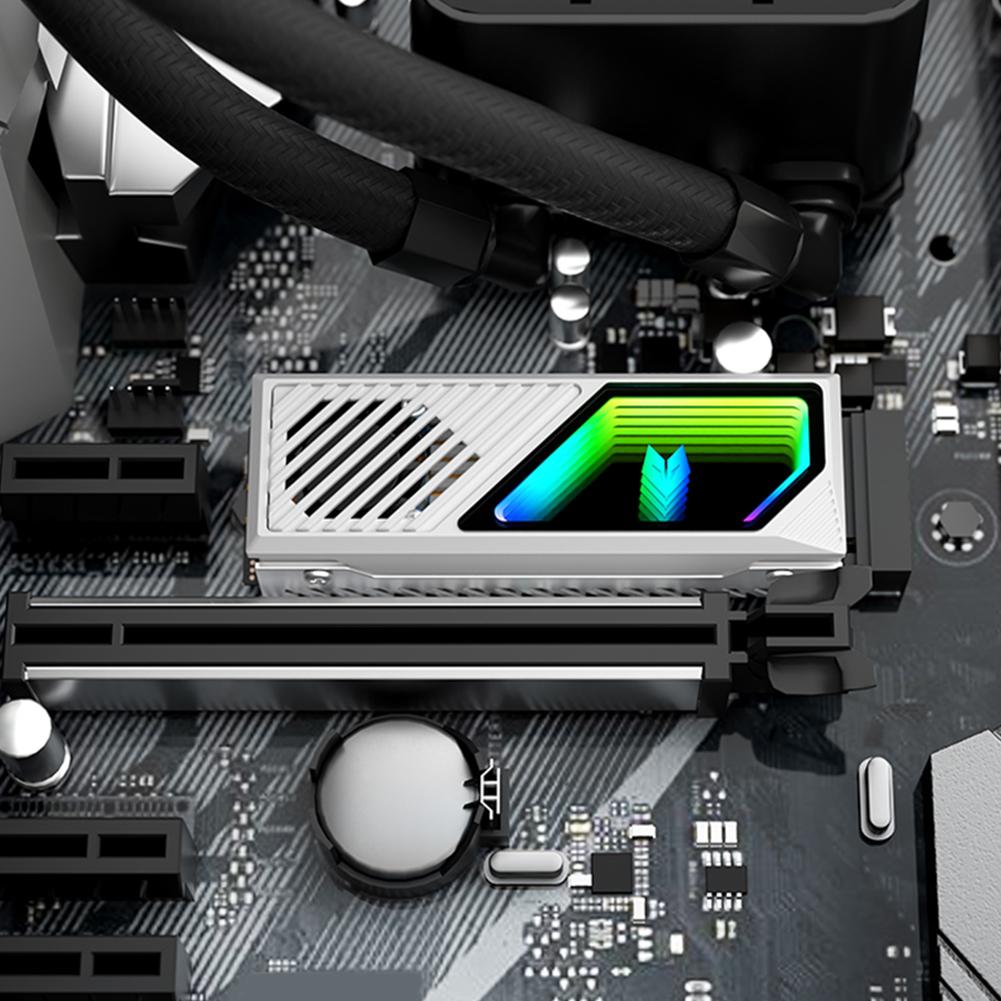 M.2 2280 SSD Heatsink SSD Aluminum Alloy 5V 3 Pin ARGB Radiator Built-in Cooling Fan Hard Drive Heatsink M.2 Radiator Cooler