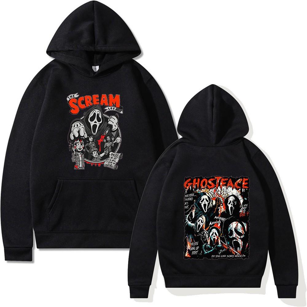 2026 Screams, Surrounding Cartoon Printed Sweater Autumn and Winter Casual Versatile Men's and Women's Long-sleeved Hoodie