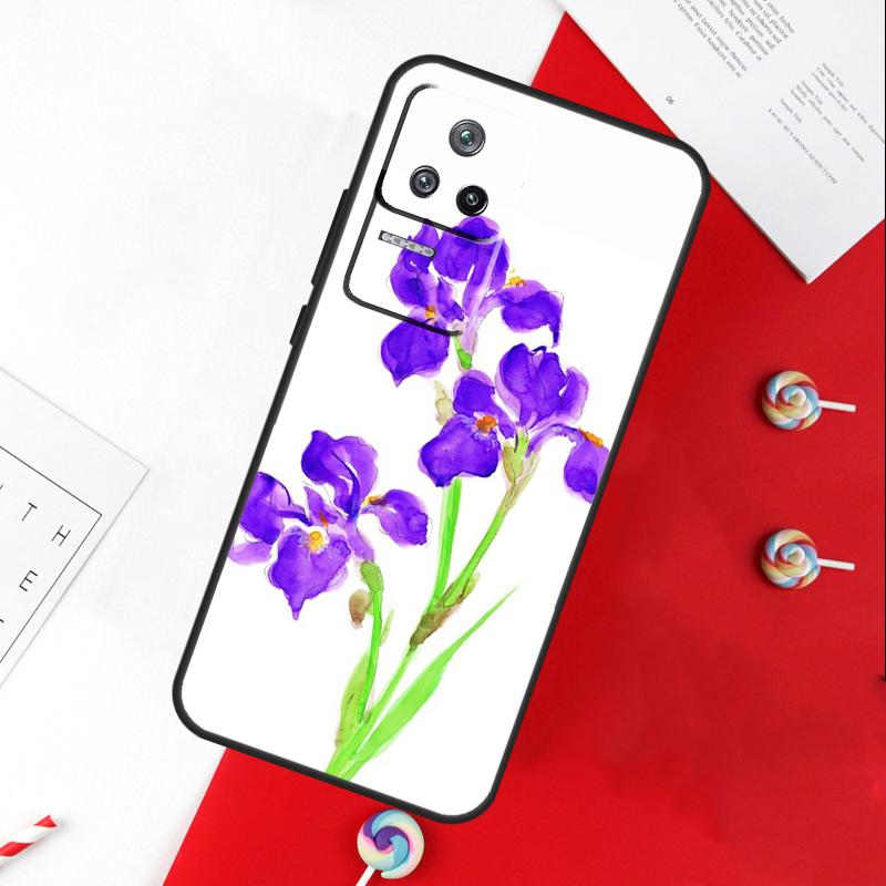 Iris Purple Flower Watercolor Cover For Xiaomi 14 Ultra 15 13 11T 12T 13T 14T Pro POCO X7 Pro X3 X5 X6 M6 F5 F6 Pro Case