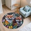 City Fox,Round Area Rug,Carpet Rug for Living Room Bedroom Sofa Playroom Decor,Non-slip Floor Mat
