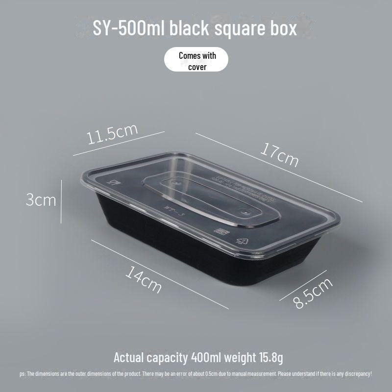 

Черный прямоугольный одноразовый ланч-бокс с прозрачной крышкой - Бесплатная доставка 300 Sets