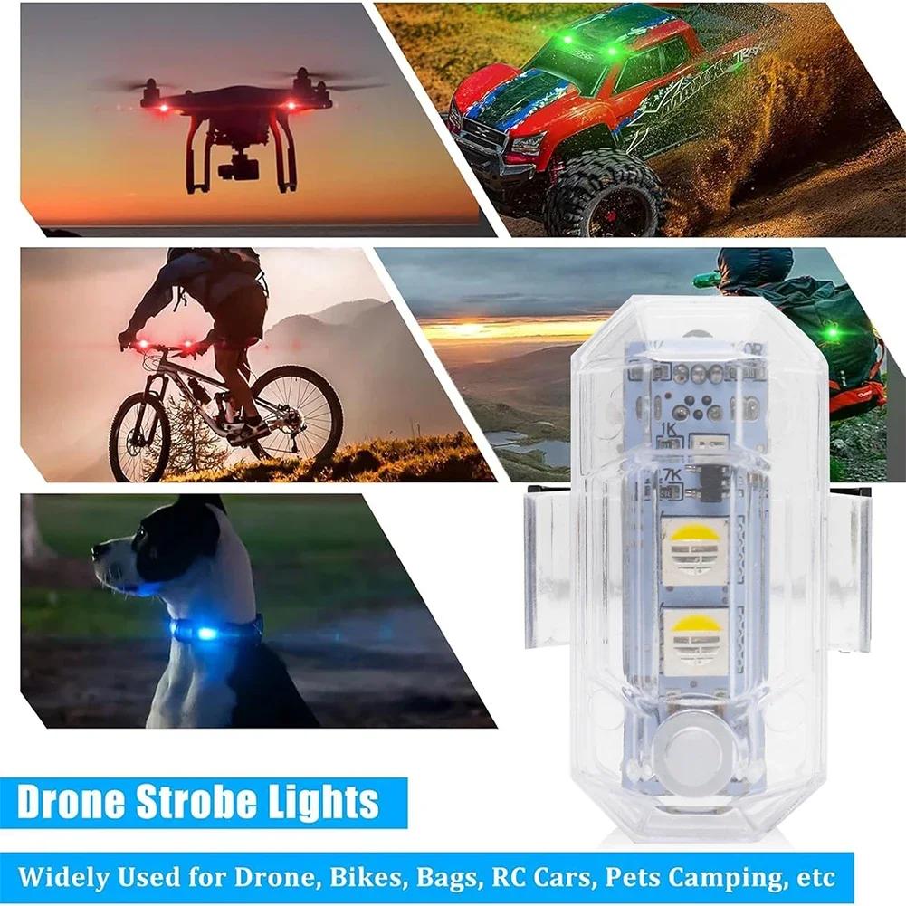 1/2/4Set Flash Tail Light Sealing Waterproof Warning USB Strobe Light RGB Lamp Accessory for Car Drone Truck Moto Aircraft Bike