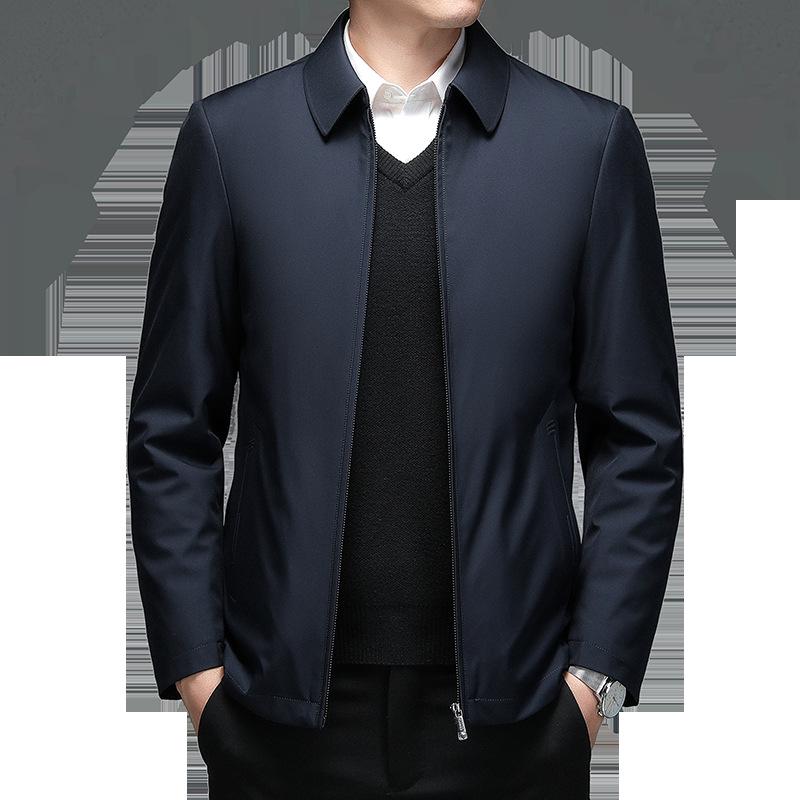White Duck Down Jacket: Men's Hooded Casual Warm Coat with Removable Liner for Middle-Aged & Elderly
