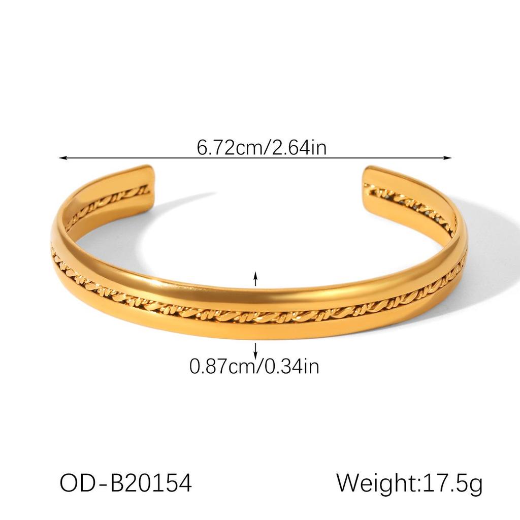 18K Gold-Plated Stainless Steel Bangle: Stylish, Non-Fading Women's Jewelry