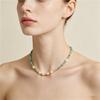 Chinese Green Strawberry Crystal & Natural Pearl Necklace for Women - Dopamine Design, Non-fading Copper Alloy