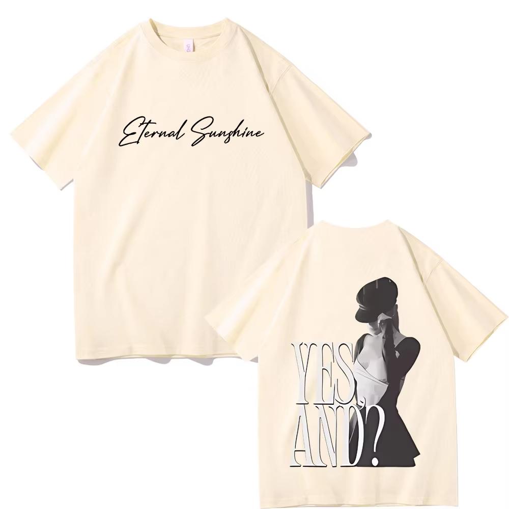 Ariana Grande Yes and Double Sided Printed T Shirts Unisex Casual Fashion Oversized T-shirts Men Women Hip Hop Rock Short Sleeve