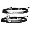 Polished Engravable Heart Cutout Hand-Woven Magnetic Clasp Couple Bracelet