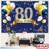 2D Diamond 80th Birthday Backdrop with Balloons for Live Streaming & Studio
