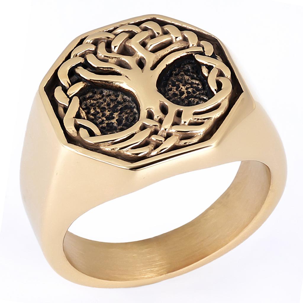 Mens Vintage Hip Hop Style Tree of Life Botanical Element Stainless Steel Ring