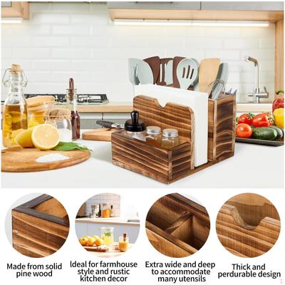 Serviette Salz und Pfeffer Halter Würze Flasche Container Desktop Tissue Box Löffel Gabel