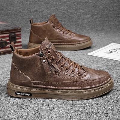 Hot Cheap Leather Casual Shoes Men Classics Brown High Top Shoes Men Outdoor Work Shoes Men's Moccasins Loafers Chaussure Hommes