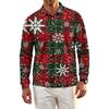 Men's Golf Shirt Long Sleeve Casual Christmas Print Quick-Dry Mesh Top