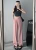 Women's High Waist Pleated Suit Pants Elegant Drape Straight Leg Wide Leg Trousers Office Business Casual Floor Length Long Pants