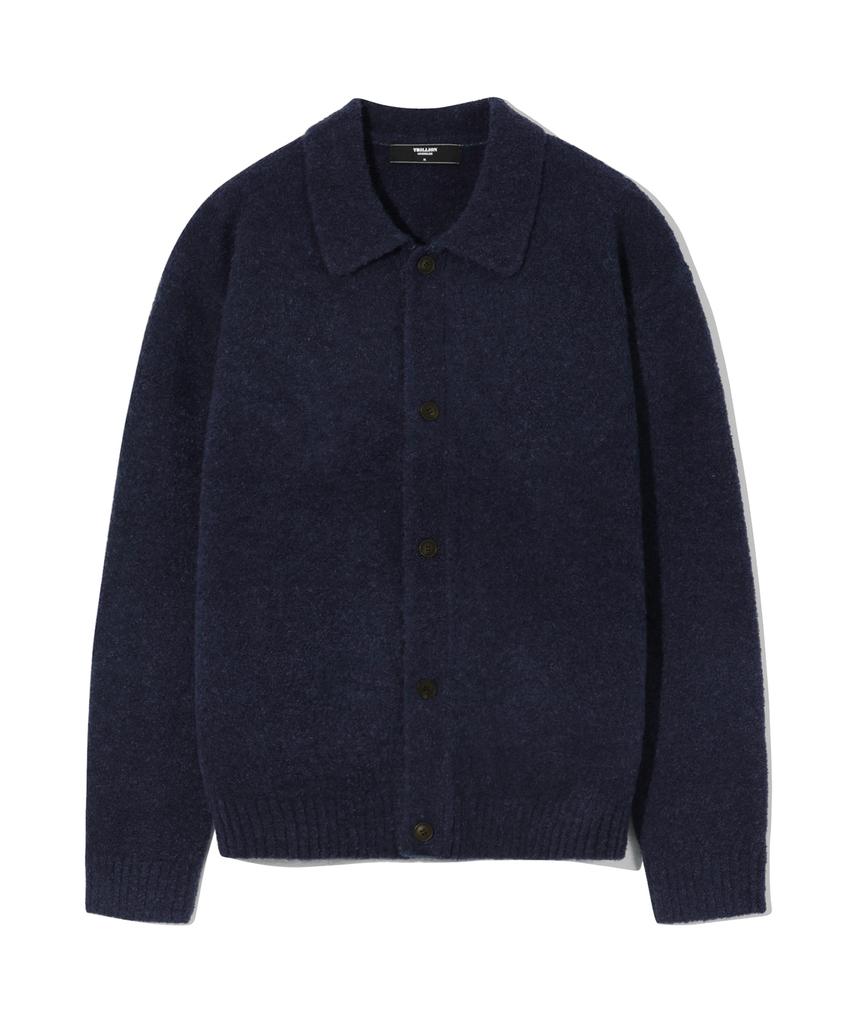 Trillion Wool Boucle Collar Cardigan Knit (Current Navy)