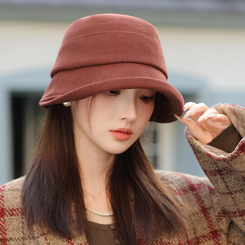 New Autumn and Winter Hat for Women Japanese Retro Basin Hat Big Brim Showing Face Small Fisherman Hat Casual Versatile Bucket Hat Trendy
