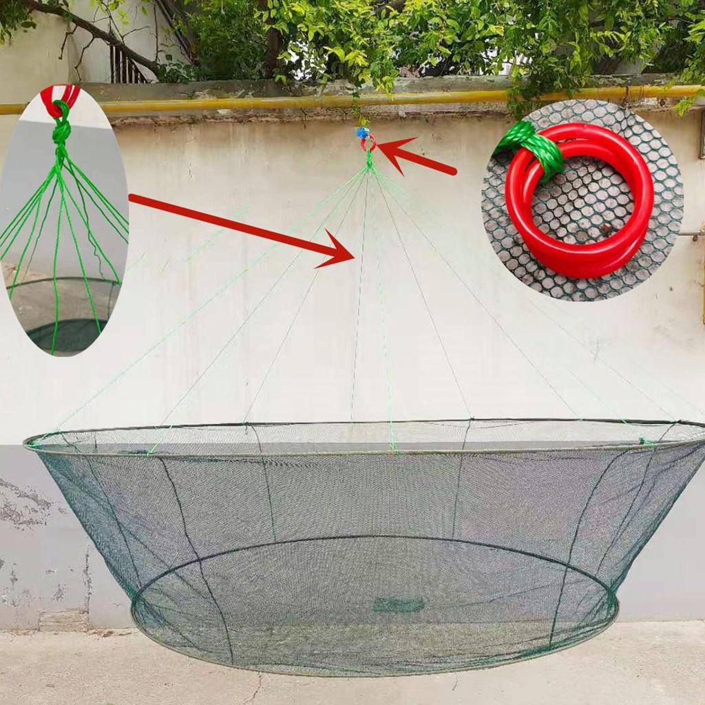 S/L Size Foldable Fishing Net, Portable Crawfish Shrimp Crab Net & Basket Fish Nylon Net Trap For Freshwater & Saltwater Fishing