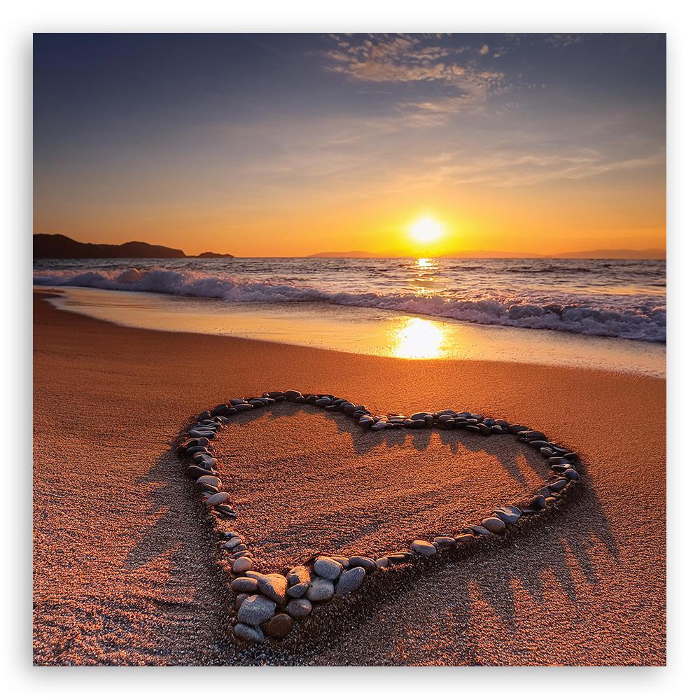 Canvas Print, Heart Love Beach