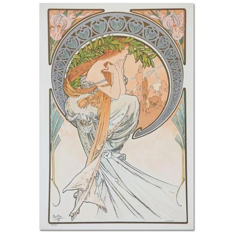 Alphonse Mucha Affisch Pinup-flickor Metallplåtskylt Konst Målning Dekorativa Väggplåtar För Bar Café Vardagsrum Hem Väggdekor