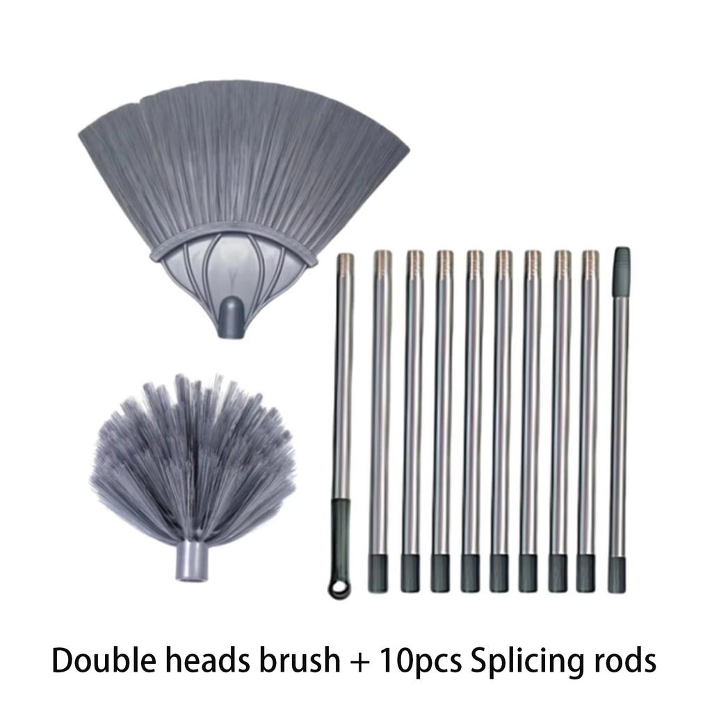 2-in-1 Stainless Steel Telescopic Pole Reach Up To 5 Meters Highlevel Cleaning Freely Extendable Dusting Spider Web Removal On U