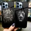 Etui na telefon Animal Lion na iPhone'a 14 13 11 12 Pro Max Mini Xs Xr X 7 8 6s Plus Se 2022 luksusowe szkło hartowane etui Coque Capa