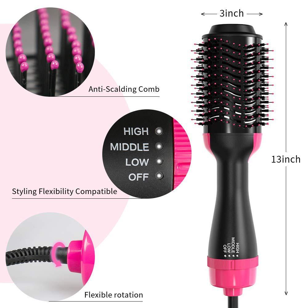 Hot Air Brush Multi-Function Hair Dryer Straightener Curler Comb One Step Professional Salon Hair Styler and Volumizer Ion Blow