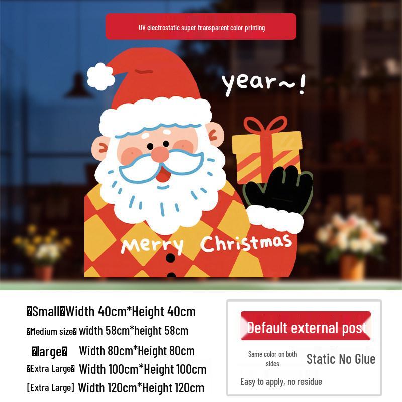 Santa Claus Wall Stickers: Cute Cartoon Christmas Decorations for Windows and Shop Layouts