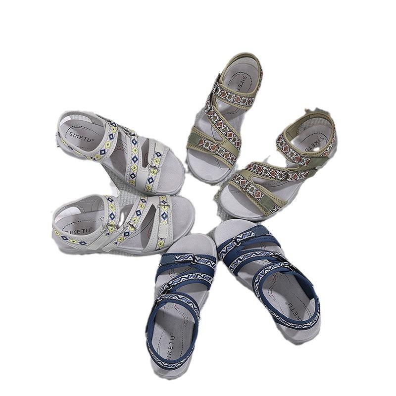 New sports sandals printed Velcro large size women's shoes