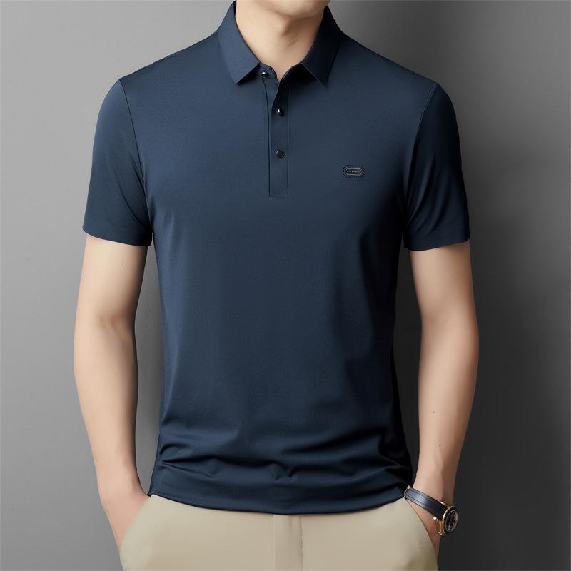 Summer New T-shirt Men's Business Casual Polo Shirt Short Sleeve Solid Color Polo Collar Versatile Young and Middle-Aged Temperament Top