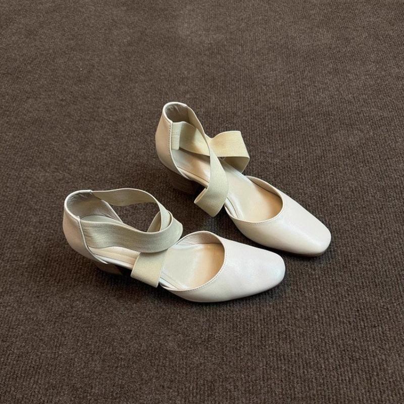 Large Size Hundred Ballet High Heels Women's Early Spring Chunky Heel Cross Strap Baotou Casual Sandals