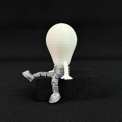 New 3D Printed Glowing Bulb Figurine Luminous Sitting Figure Ornament For Car Interior Decor, Home Office Desktop Decoration
