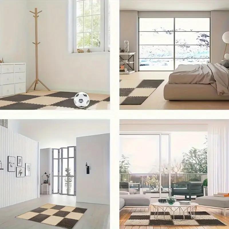 20 Pcs Plush Foam Interlocking Carpet Tiles Soft Shaggy Fluffy Floor Area Rugs Colorful Floor Protective Mats for Kids Room