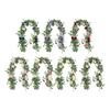 Artificial Eucalyptus Flower Garland with Rose Faux Floral Greenery Garland Fake Rose Flower Vine for Wedding Party Wall Backdrop Decor