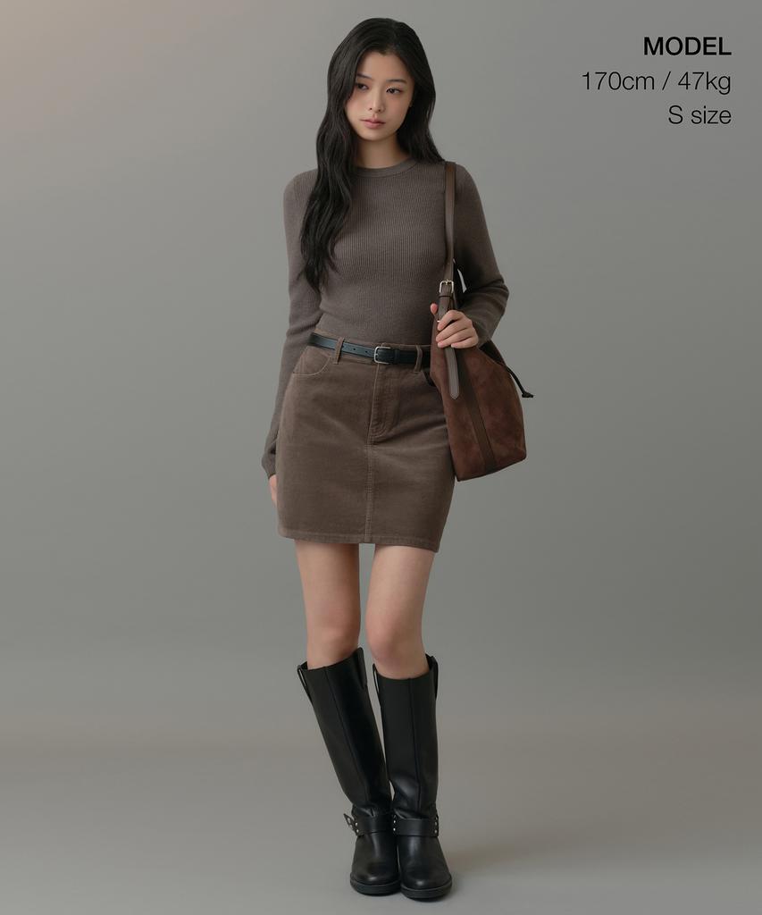 MUSINSA STANDARD WOMAN Women'S Ribbed Slim Crew Neck Knit [Taupe]