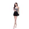 Women's Black High-Waisted Cotton Elastic Shorts - Trendy, Slimming, Hip-Hugging Bootcut, Ideal for Autumn Layering, Internet Celebrity Style.
