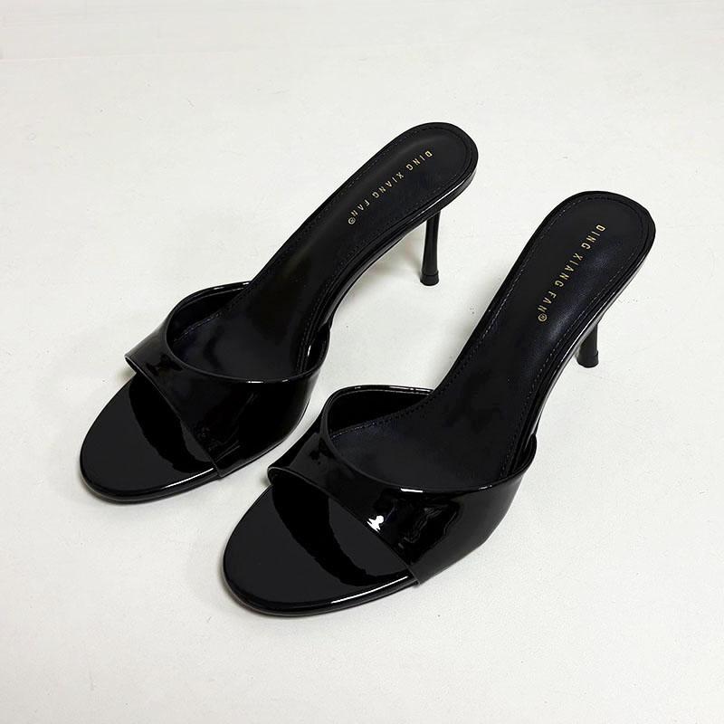 Fashion Heeled Footwear Female Slides Women Slippers Summer Spring Fashion Round Toe Ladies Thin Heels Slippers Sandals Pumps Shoes