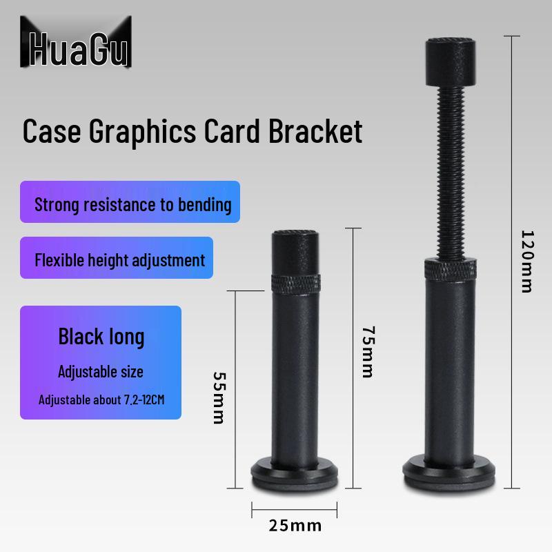 Adjustable GPU Support Riser Bracket with 12CM Fan Slot for Fish Tank Case
