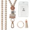Silicone Bead Lanyard With ID Card Holder Keychain Teacher Gift Book Flower Charm