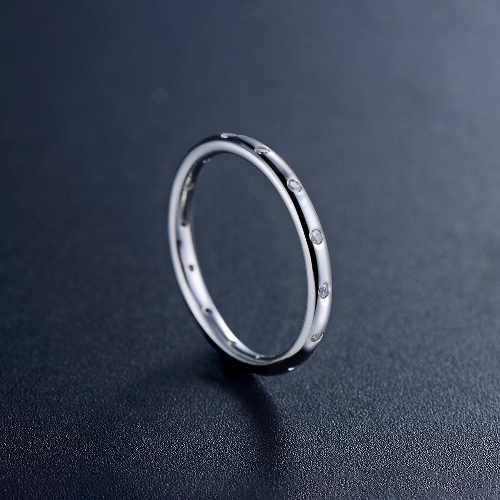 100% Echter 925er Sterlingsilber Stapelbarer Ring Klar Mode Einfach Zirkonia Hochzeit Für Frauen Echter Klassischer Schmuck